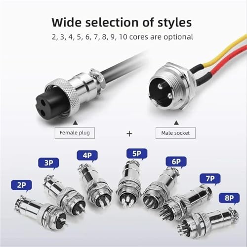 Conector hembra a hembra GX16 con cable 200 cm 5 pines miniatura 5