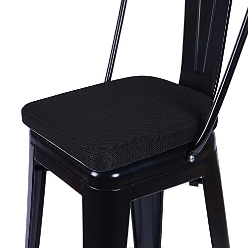 baibu 14x14 Inches Metal Dining Chair Pads, Non Skid Silicone Bottom Metal Chair Cushions Metal Stackable Chair Cushions with Invisible Zipper, Washble - One Pad Only (Mesh-Black, 14x14x1.5in)