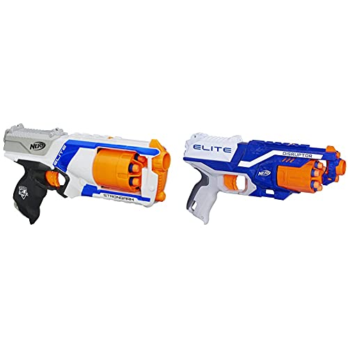 NERF N Strike Elite Strongarm Toy Blaster with Rotating Barrel, Slam Fire, and 6 Official Elite Darts for Kids, Teens, & Adults(Amazon Exclusive) & N-Strike Elite Disruptor