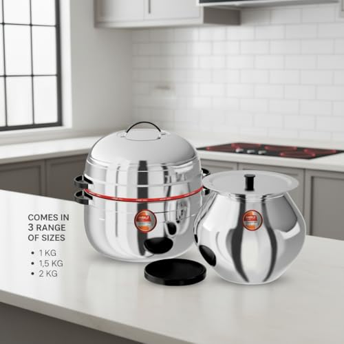Image of Nolta Thermal Rice Cooker 1KG, ISO Certified, Premium Stainless Steel Choodarapetty with Induction based SS Pot and Rubber Gasket (Silver)