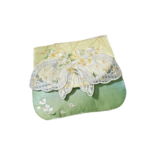 PAYNAN Exquisite Butterfly Embroidered Pearl Chain Small Backpack Crossbody Bag, Blue, L