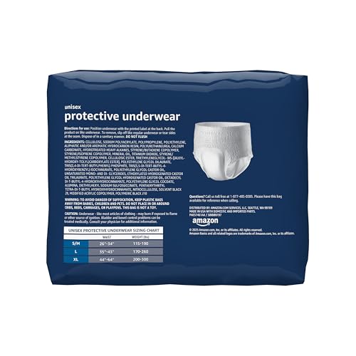 Image of Amazon Basics Unisex Protective Underwear with Odor Control, Overnight Absorbency, Large, 56 Count (4 Packs of 14)