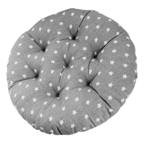 TOBBOMEY Cojín Redondo Estilo Japonés de Algodón y para Suelo Asiento Antideslizante para Comedor Oficina y Jardín Gris con Estrella