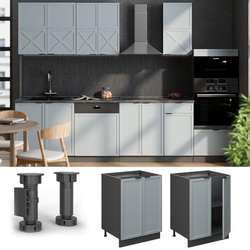 Vicco Mobiletto Base Cucina Blu-Grigio Chiaro 60 Cm Senza Piano Di Lavoro - 3