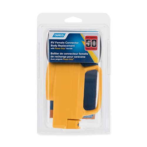 Image of Camco Power Grip Camper /RV 50-Amp Female Replacement Receptacle - Features Power Grip Handle & Accepts #4 - #10 Gauge Wire (55353) (Pack of 2)