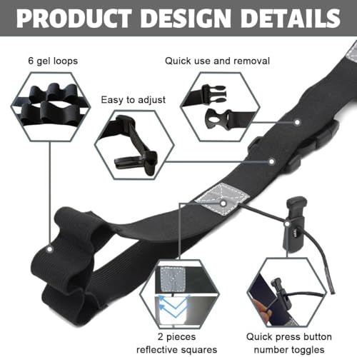 Triathlon Startnummernband, Laufgürtel mit Nummernhalter, Ring Running Belt, Bauchtasche Gürteltasche für Radfahren, Triathlon, Marathon, Laufen, Schwarz