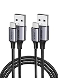 UGREEN Lot de 2 Câble USB C 3A Nylon Tressé Câble USB Type C Charge Rapide Compatible avec Galaxy S22 S21 S20 S10 S9 S8 A13 A70 A53 A52S Redmi 9A Note 11 Pro 10 9 P50 Pro P40 Manette PS5 (0.5M)