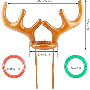 2PCS Christmas Party Toss Game Inflatable Reindeer Antler Hat with Rings for Kids Adults Family Xmas Fun Games(1 Pump,8 Rings, 2 Antlers) 2PCS Christmas Party Toss Game Inflatable Reindeer Antler Hat with Rings for Kids Adults Family Xmas Fun Games1 Pump8 Rings 2 Antlers