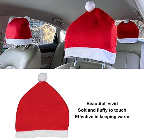 Ahgsup 4Pcs Santa Hat Xmas Holiday Cap Christmas Car Seat Headrest Cover Decorations Festival Supplies — view 3