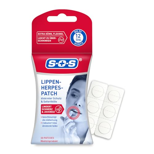 SOS Lippenherpes Patch Herpesbläschen Pflaster | 30 Stück | fast unsichtbar | Hydrokolloid | Brennen & Juckreiz lindern | beschleunigte Wundheilung | diskret überschminkbar