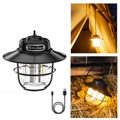 LED Rechargeable Outdoor Camping Light, Mini Portable Tent Emergency Light， New Horse Lamp 4-Speed Mode White and Warm Light, Amber and Warm White Light.
