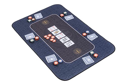 Riverboat Gaming Pokermatte Broadway (100x65cm) - Pokertuch Tischunterlage mit Transporttasche - Deluxe Pokertischauflage mit 5mm Polsterung - Blau Cover