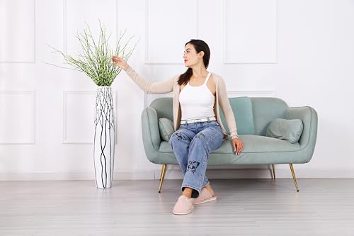 Leewadee Grand Vase A Poser Au Sol 85 cm Haut - Vase De Sol pour Fleur Ou Pampa, Blanc, Résine – Image 6