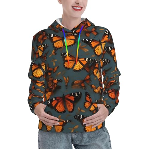 Pull ajusté avec poche kangourou EdWal et motif monarques colorés