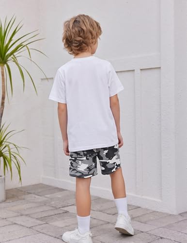 Image of Arshiner Boy's Textured Button Up Shirt and Shorts Set 2 Piece Summer Beach Outfit for 5~12 Years Kids
