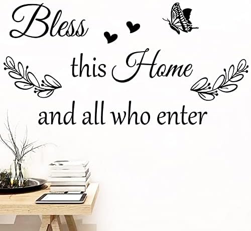 Vinyl Wall Sticker for Living Room Wall Word Quotes Bless This Home and All who Enter Wall Decals Entryway Living Room Décor Art Letters Quotes Stencil Wall Quote Art Dining Room Entryway and Bedroom Wall Decal Home