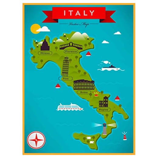 A SLICE IN TIME Map of Italy Florence Pisa Milano Rome Naples Retro Travel Home Collectible Wall Decor Advertisement Art Poster Print. 10 x 13.5 inches