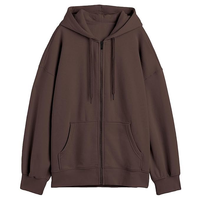 a to z creation Solid Hooded Neck Long Sleeves Zip-up Jacket For Women's (IN, Alpha, L, Regular, BROWN)-picture-10