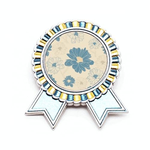 Broche fleur chrysanthème bleu en métal taille M pour accessoiriser une veste ou un manteau chic