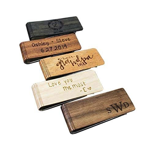 Personalized Natural Wood Money Clip • Best Dad Ever Father's Day Gift • Meaningful Gift for Dad • Custom Engraved Card & Cash Holder for Dad with Child's Handwriting • Actual Photo, Monogram, Date