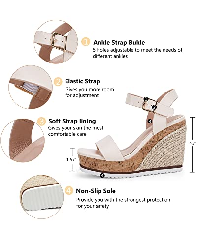 Image of Coutgo Women's Espadrille Wedge Platform Sandals Open Toe Ankle Buckle Strap Casual Summer Shoes