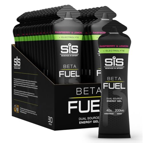 Science in Sport BETA Fuel + Electrolyte Gels - Electrolyte Energy Gel - Optimal 1:0.8 Ratio Maltodextrin & Fructose - 40g Carbohydrates & 200mg Sodium - Raspberry & Lemon Flavor - 30 Count