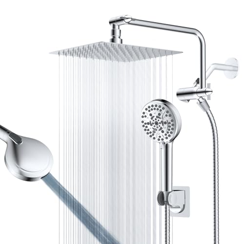 Image of 10 inch Metal Rainfall Shower Head with 10-Mode Handheld, Chrome