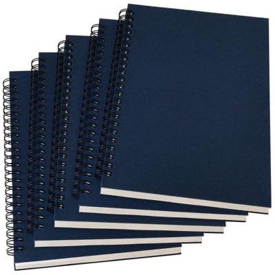Image of CRAFT MANIACS ECO FRIENDLY A5 SIZED SET OF FIVE BLUE WIRO BOUND UNRULED SPIRAL NOTEBOOKS | 400 GSM OUTER COVER WITH 120 GSM THICK INNER PAPER