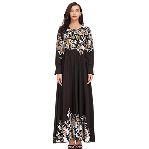 AiserklyMuslim Casual Abiti per le Donne Sciolto Tinta unita Robe Abaya Islamic Arab Kaftan Indian Costumes 2019 Rosa, Nero, Navy Nero L