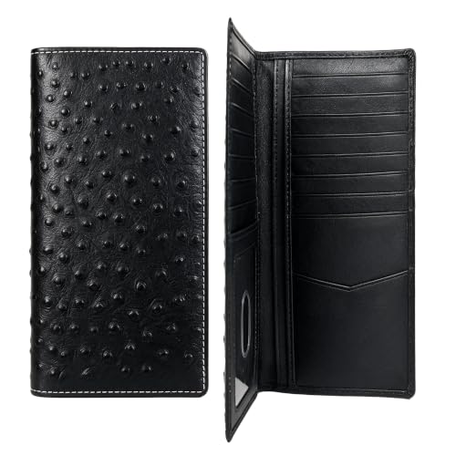 Image of ELIZO Genuine Leather Long Wallet for Men - Western Bifold Wallet - Ostrich