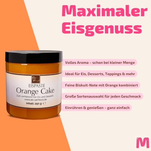 Orange Cake Eispaste │MEGA GESCHMACK │ Pimpe deine Eis, Desserts, Getränke, Tortencremes uvm. mit einem kulinarischen Geschmackshighlight auf│ Inhalt 250 g – Bild 4