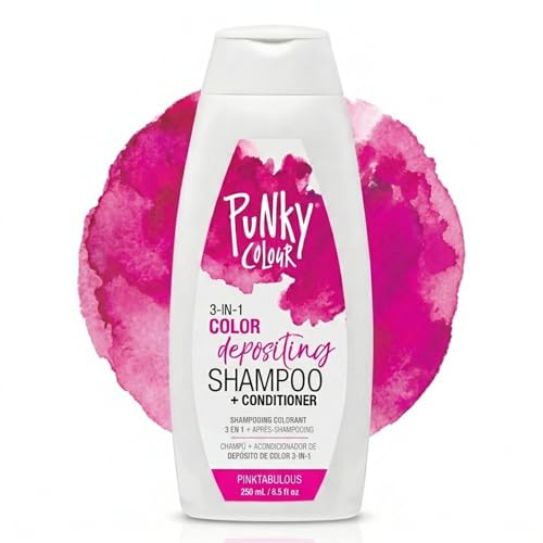 Punky Colour 3-in-1 Color Depositing Conditioner & Hair Cleanser – Pinktabulous, Semi Permanent Hair Color, Temporary Hair-Dye, Sulfate-Free, Vegan, 8.5 fl oz