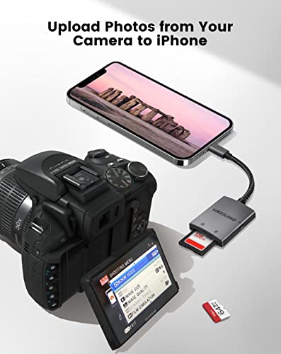 WNXSLAOD SD/Micro SD Card Reader for iPhone iPad - Dual Slot Memory Card Adapter, No App Required - Image 3