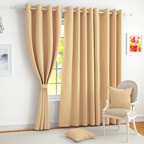 Story@Home Cortinas opacas con aislamiento térmico, opacas para dormitorio, color crema (3 piezas, ventana), 5 pies