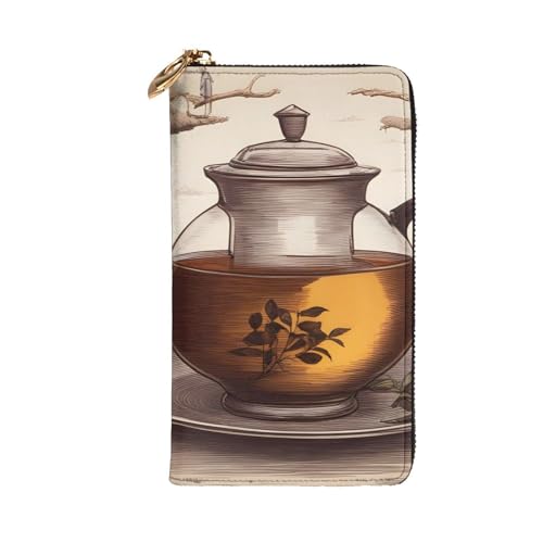 Teal Agate Prints Leather Long Clutch Wallet for Fashionable Girls and Women - Durable, Stylish, and Functional, Black, One Size2