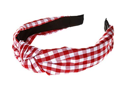 axy Vintage Look Checked Headband - Beautiful Costume Headband Women's Headband Hair Accessories HR34K (Red/White Checked)