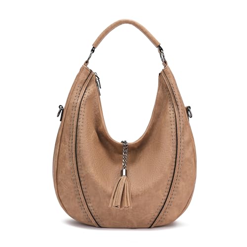 KILAMAL Bolsas Hobo para mulheres bolsas de ombro e bolsas de mão, Caqui