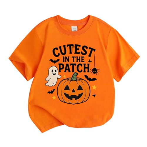 Halloween Shirts for Teens Girls Pumpkin Ghost Print Cute Novelty Tees Crewneck Comfy Y2K Casual Tops Preppy Clothes2