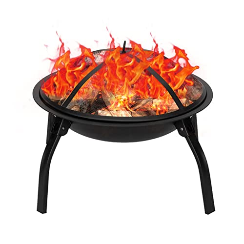 LIUXUEFE Fuego DE Fuego, Brasero de Hierro Plegable portátil de 22 Pulgadas, Bown Fire de Fuego de leña for el Patio Trasero Camping Picnic Senderismo Calefacción de Invierno by