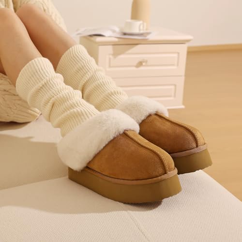 Litfun Fuzzy Platform Slippers for Women Comfy Winter House Shoes with Memory Foam Indoor Outdoor2