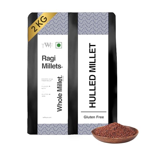 Image of TWF Ragi Millet | 2kg | Whole Finger Millet | Nachni | Mandua | Kezhvaragu | Mandia |Taiu | Kodra | Ragula | Hulled & Unpolished | Gluten-Free | Rich in Calcium & Iron | Ideal for Porridge, Dosa, Roti & Ladoo | No Additives | Whole Grain Ragi | High Plant Protein & Fiber