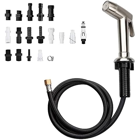 Houtingmaan Kitchen Sink Sprayer,Dual Function Kitchen Side Sprayer with Adjustable Flow Controller,Kitchen Sprayer Head Replacement Brushed Nickel,Side Sprayer for Kitchen Sink with Hose and Holder Cover