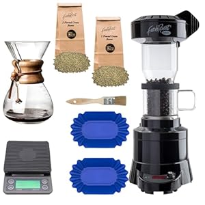 Coffee Roaster Bundle SR540, Glass Extension Tube, Pour Over Digital Scale 800ML Glass Pour Over, (2lbs) Sample Pack of Green Beans, (2-Pack) Sample Trays, Chaff Brush