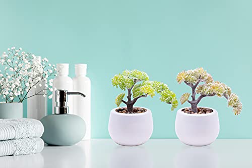 Decorous Fake Plants For Bedroom Aesthetic - Set Of 2 Small Artificial Plants For Home Decor Indoor – Mini Artificial Bonsai Tree Japanese - Potted Faux Plant Decor For Bathroom, Office – Desk Plant #TOP4
