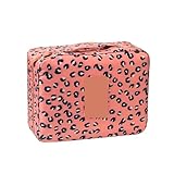 Necessaire Feminina Grande De Maquiagem Para Cosméticos Viagem Bolsa Mala Com Divisórias Organizadora (Rosa tigrado)