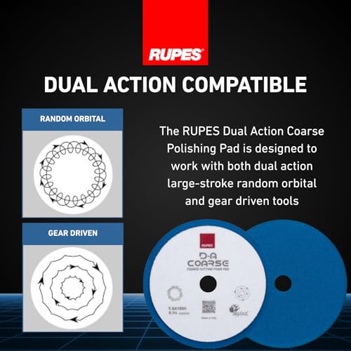 Image of RUPES 9.DA180H Pack of 48 Blue D-A Coarse Cutting Foam Pads 180mm | Ideal for Paint Correction & Gloss Enhancement | Mild to Severe Defect Removal | Compatible with 6 inch Backing Plate