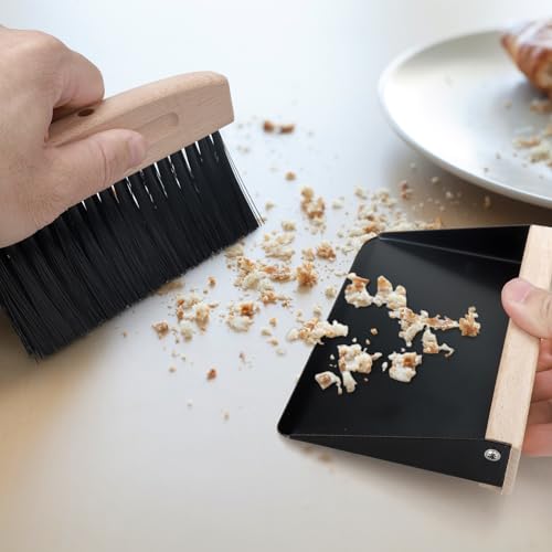Nafafosa Tischkehrset aus Holz und Metall, Hochwertiger Besen mit Kehrschaufel Set für Arbeitsflächen, Mini Handfeger und Schaufel Tischbürste Tischbesen Mehlbesen Handbesen – Bild 7