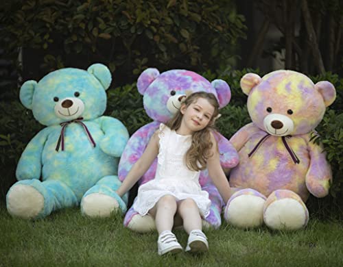 Tezituor Big Teddy Bear,52'' Giant Stuffed Animal Plush,Rainbow Purple Soft Gifts For Valentine, Christmas, Birthday. #TOP6