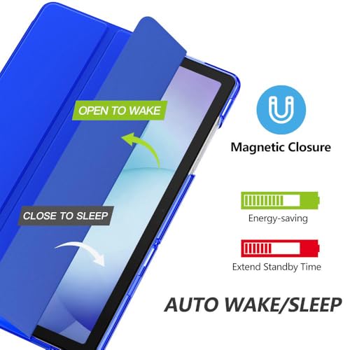 Image of MoKo for Samsung Galaxy Tab A11 Plus / A11+ Case 11 Inch 2026, Galaxy Tab A9 Plus / A9+ Case 11 Inch 2024, Slim Stand Hard PC Translucent Back Shell Smart Cover, Auto Wake /Sleep, Klein Blue