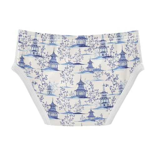 Boys' Exclusive Briefs Toddler Underwear 95% Combed Cotton Boxerbriefs 2T Blue and White Pagoda 372